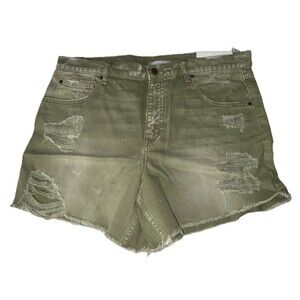BDG Urban Outfitters Distressed Denim Shorts Women 32 Olive Green NWT
